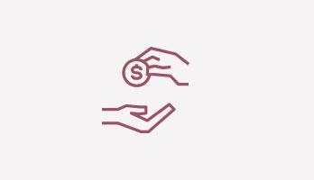 Icono de una mano entregando dinero a otra mano para fideicomisos